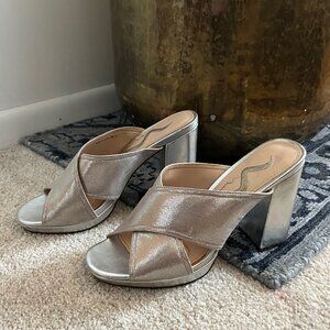 Nina Clark Silver Slingback Pumps